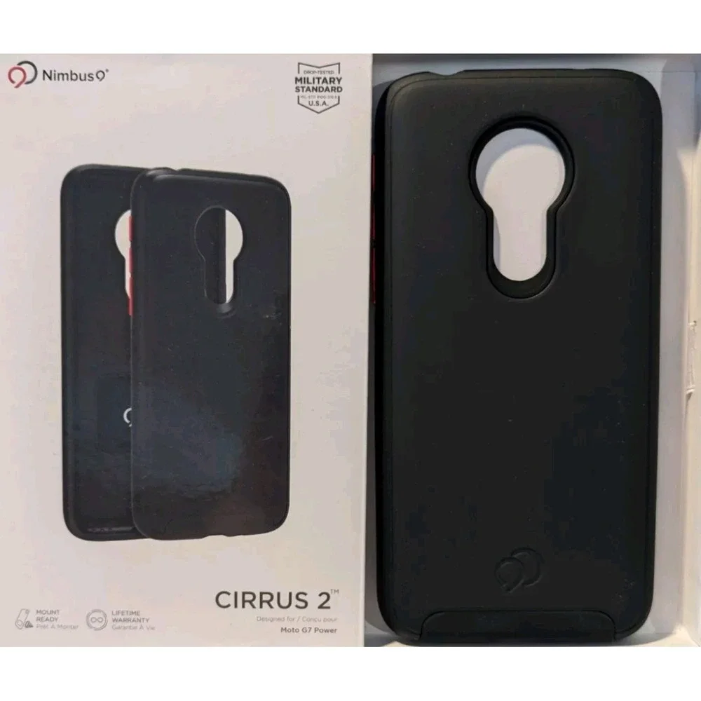 W3. Nimbus9 CIRRUS 2 Case for Moto G7 Power - In Black, Mount Ready, Qi Compatib